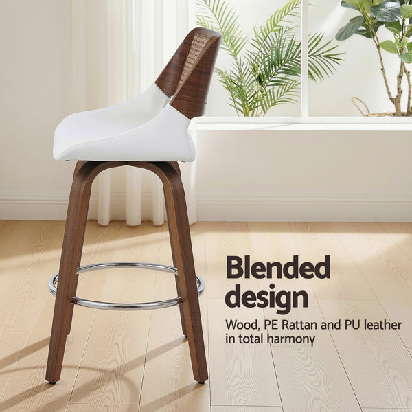 Artiss Wooden Bar Stools Set of 4 Swivel Kitchen Counter Stool Chair 60cm Seat Height Awezingly