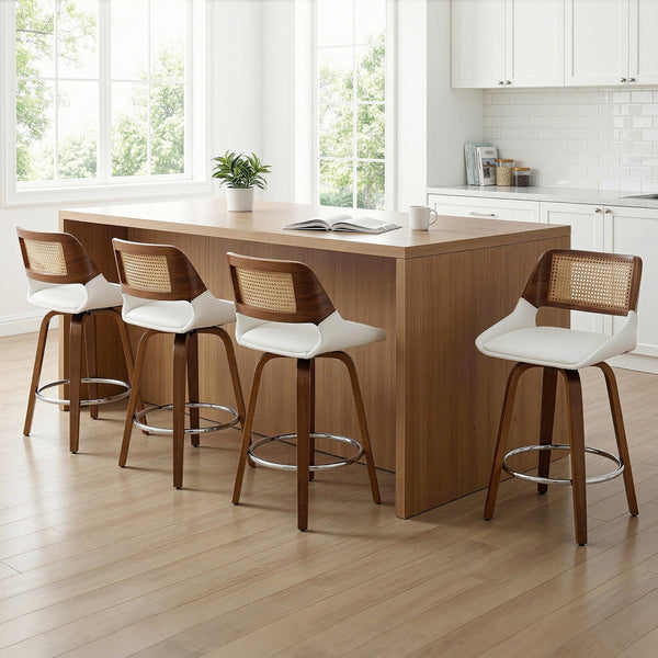 Artiss Wooden Bar Stools Set of 4 Swivel Kitchen Counter Stool Chair 60cm Seat Height Awezingly