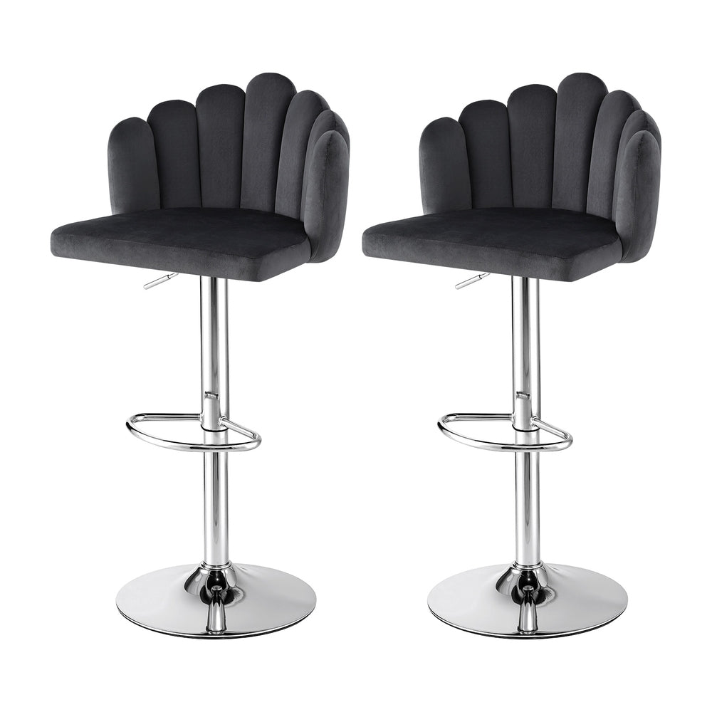 Artiss Bar Stool X2 Kitchen Dining Counter Gaslift Chair Adjustable Velvet Grey Artiss