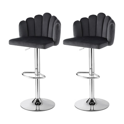Artiss Bar Stool X2 Kitchen Dining Counter Gaslift Chair Adjustable Velvet Grey