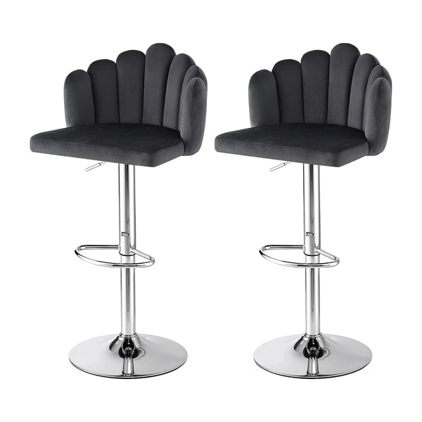 Artiss Bar Stool X2 Kitchen Dining Counter Gaslift Chair Adjustable Velvet Grey Artiss