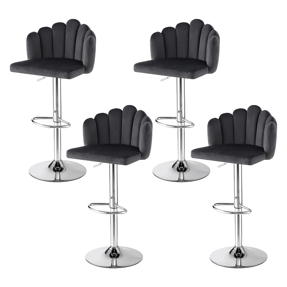 Artiss Bar Stool X4 Kitchen Dining Counter Gaslift Chair Adjustable Velvet Grey Artiss