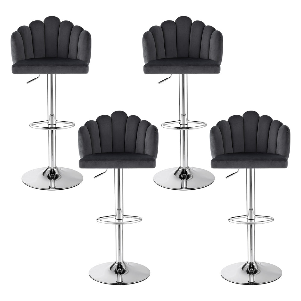Artiss Bar Stool X4 Kitchen Dining Counter Gaslift Chair Adjustable Velvet Grey Artiss