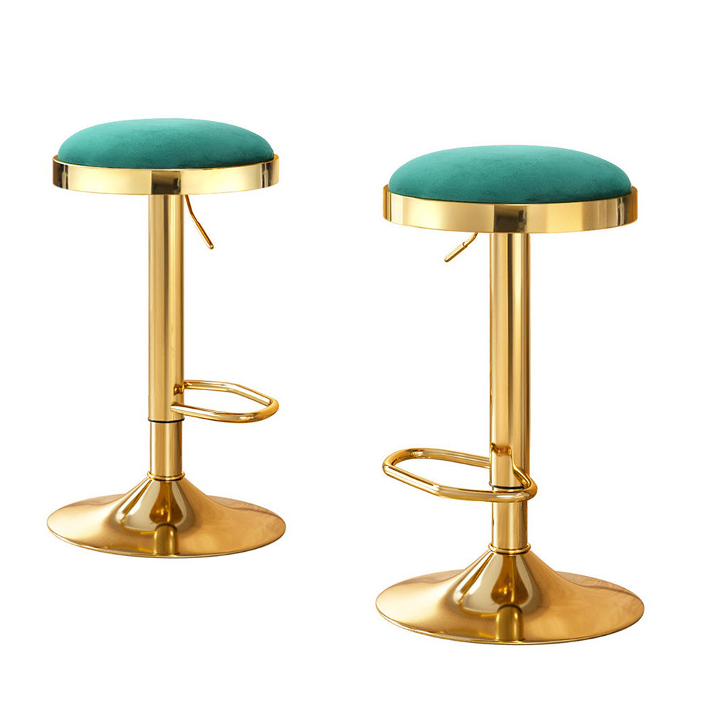 2x Artiss Bar Stools Kitchen Dining Chairs Velvet Padded Stool Green Artiss