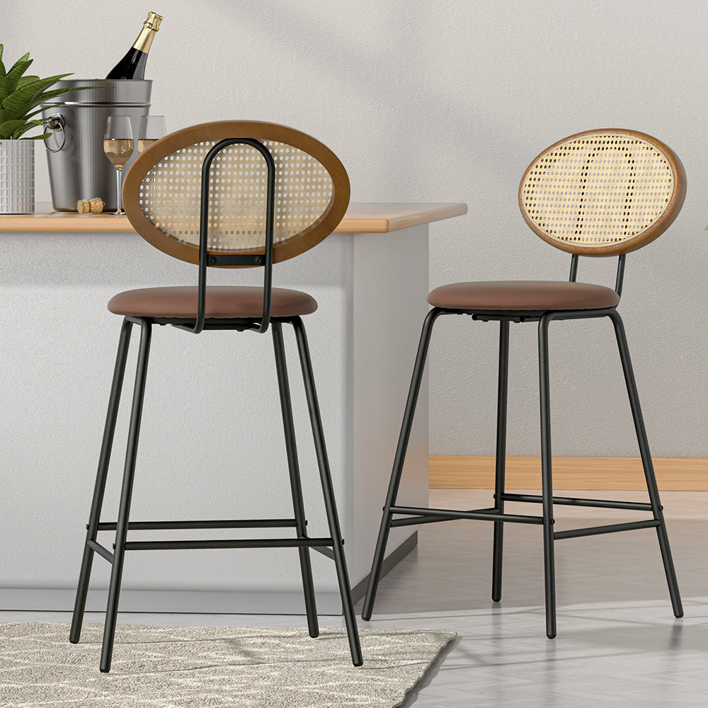 Artiss 4x Bar Stools PU Leather Stools Brown Does Not Apply