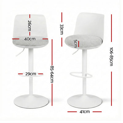Artiss 4x Bar Stools Kitchen Swivel Gas Lift Counter Dining Chair Curved White