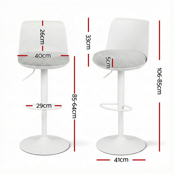 Artiss 4x Bar Stools Kitchen Swivel Gas Lift Counter Dining Chair Curved White