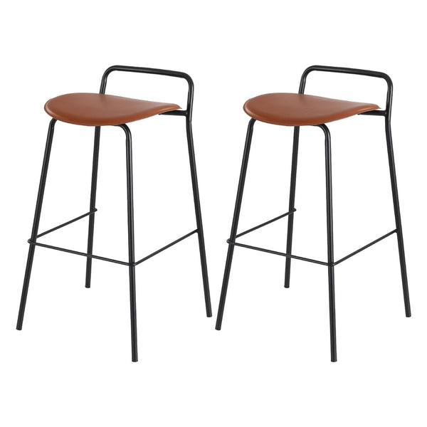 2x Artiss Bar Stools Kitchen Counter Stools Metal Brown Artiss