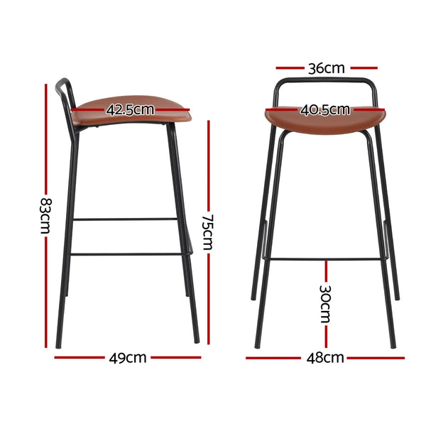 2x Artiss Bar Stools Kitchen Counter Stools Metal Brown Artiss