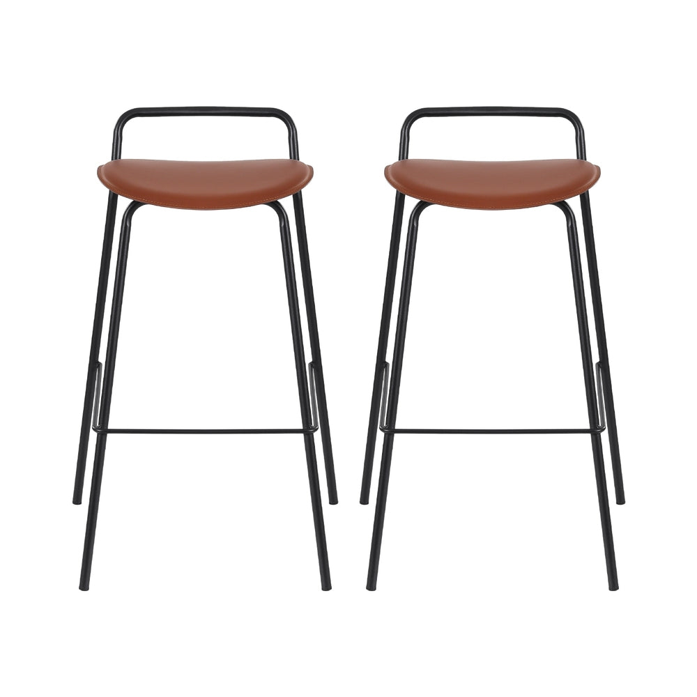 2x Artiss Bar Stools Kitchen Counter Stools Metal Brown Artiss