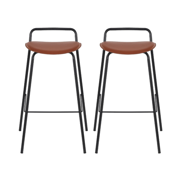 2x Artiss Bar Stools Kitchen Counter Stools Metal Brown Artiss