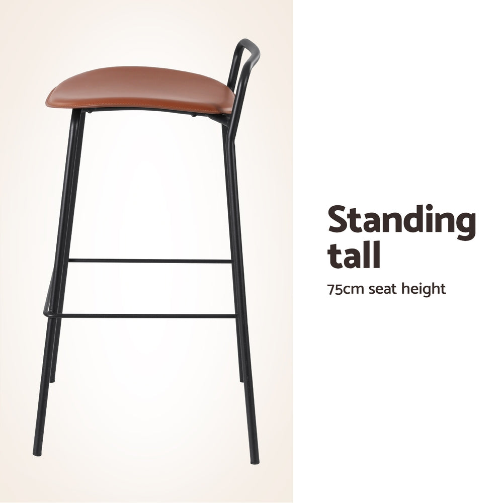 2x Artiss Bar Stools Kitchen Counter Stools Metal Brown Artiss