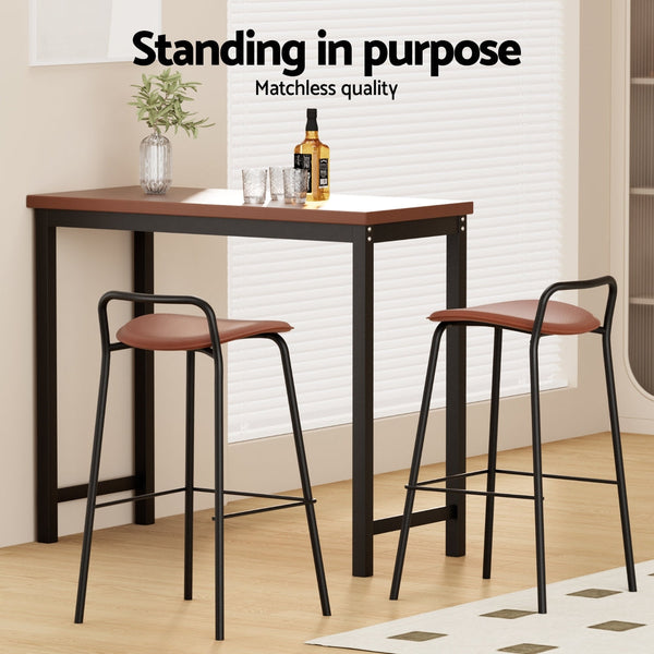 2x Artiss Bar Stools Kitchen Counter Stools Metal Brown Artiss