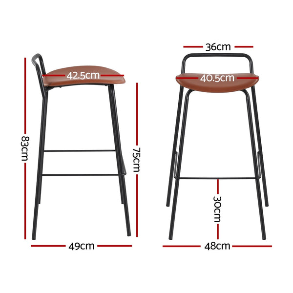 4x Artiss Bar Stools Kitchen Counter Dining Chair Metal Brown Artiss