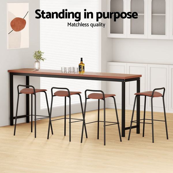 4x Artiss Bar Stools Kitchen Counter Dining Chair Metal Brown Artiss