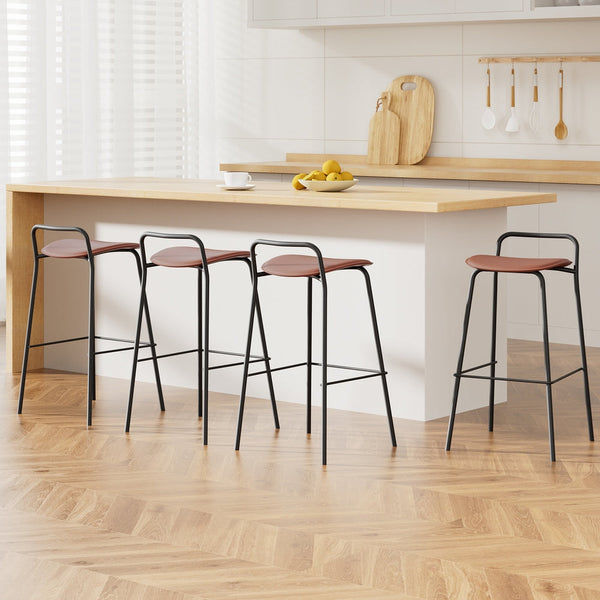 4x Artiss Bar Stools Kitchen Counter Dining Chair Metal Brown Artiss