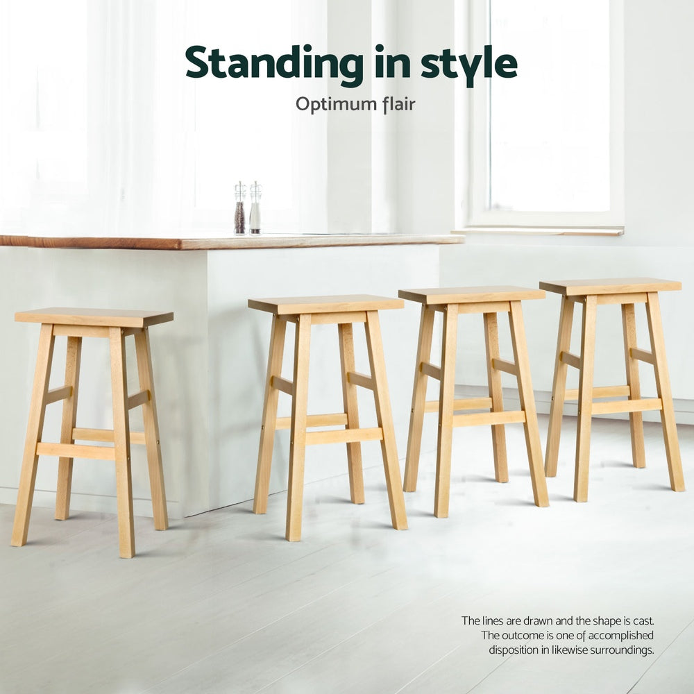 Artiss 4x Bar Stools Kitchen Chairs Wooden Nature Artiss