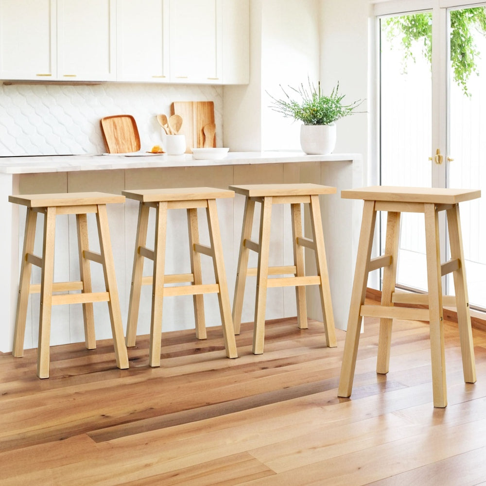 Artiss 4x Bar Stools Kitchen Chairs Wooden Nature Artiss