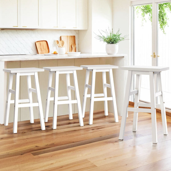 Artiss 4x Bar Stools Kitchen Chairs Wooden White Artiss