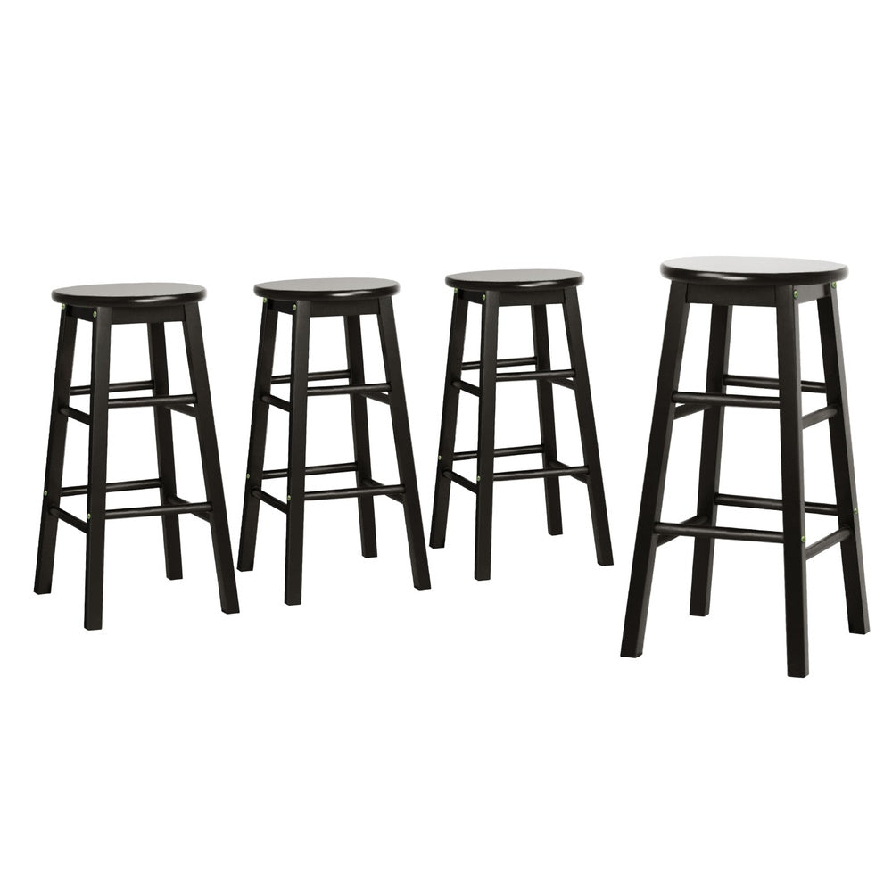 Artiss 4x Bar Stools Round Chairs Wooden Black Artiss