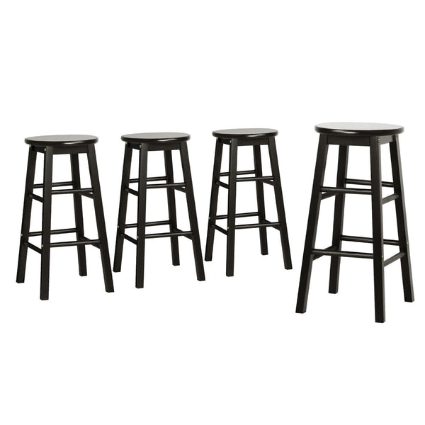 Artiss 4x Bar Stools Round Chairs Wooden Black Artiss