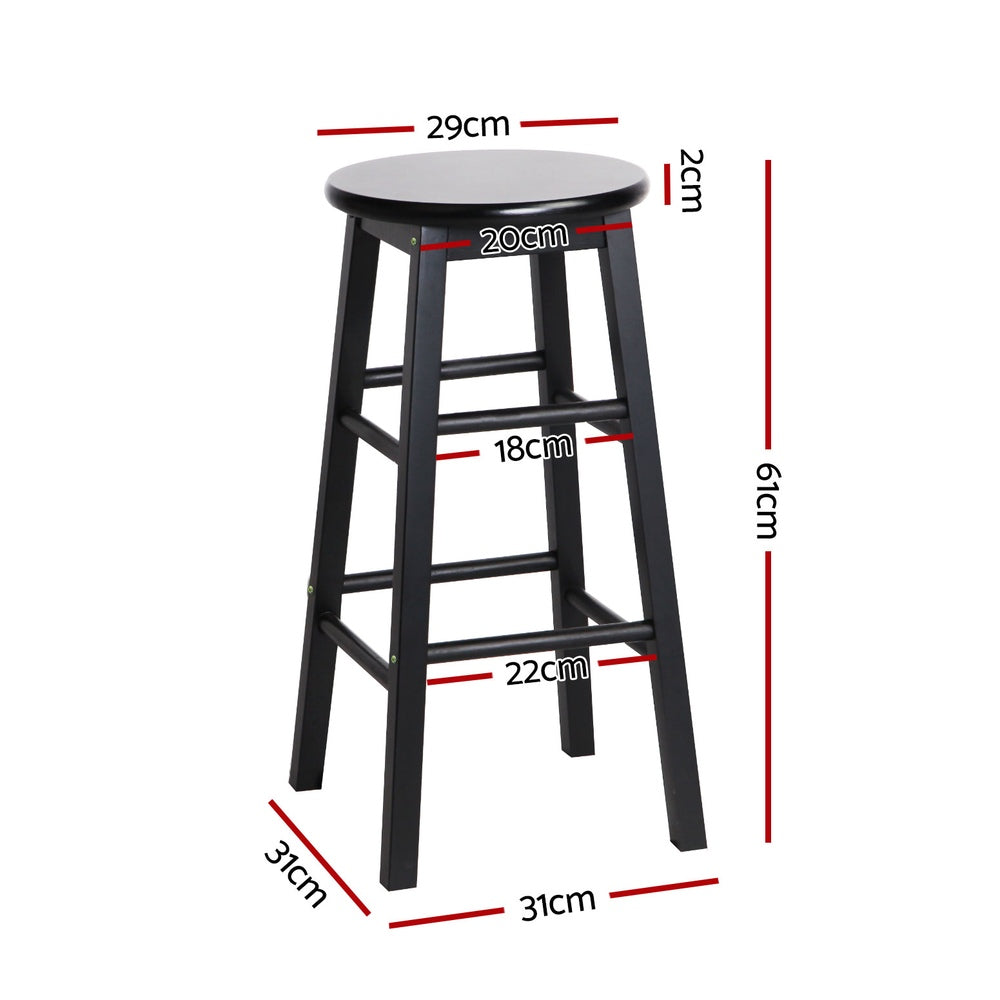 Artiss 4x Bar Stools Round Chairs Wooden Black Artiss
