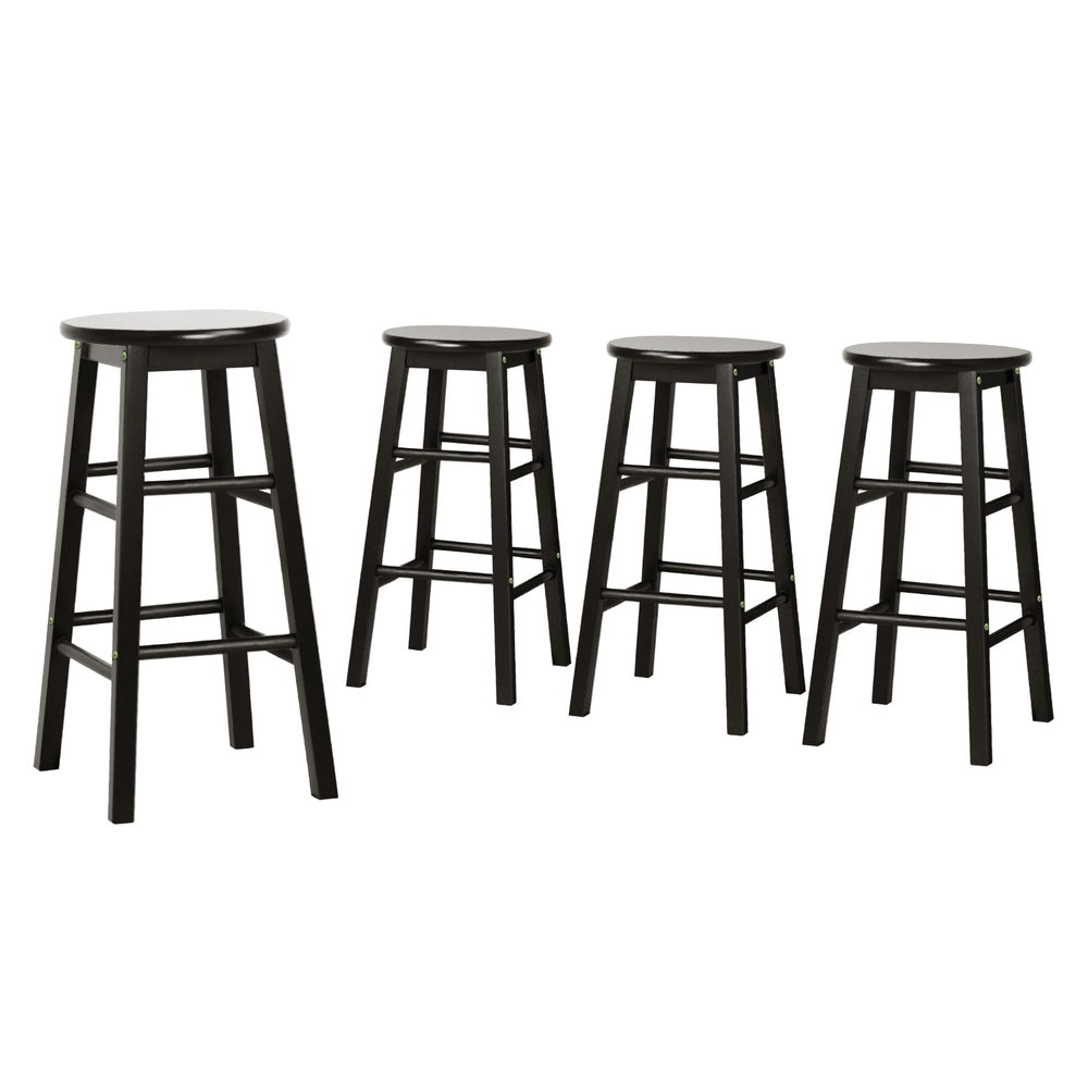 Artiss 4x Bar Stools Round Chairs Wooden Black Artiss
