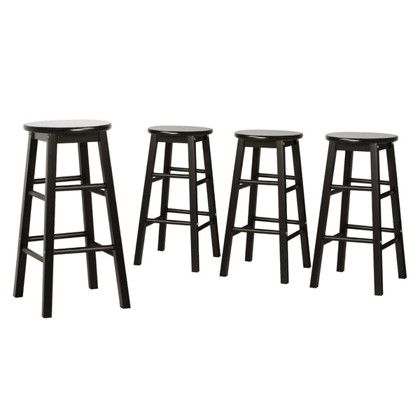 Artiss 4x Bar Stools Round Chairs Wooden Black Artiss