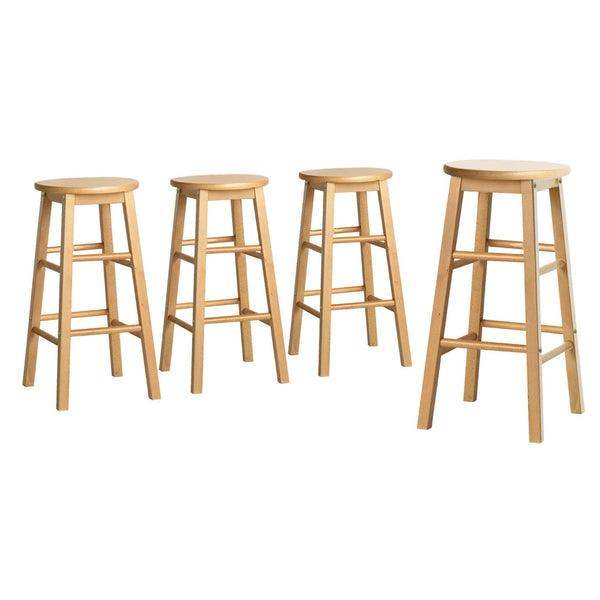 Artiss 4x Bar Stools Round Chairs Wooden Nature Artiss