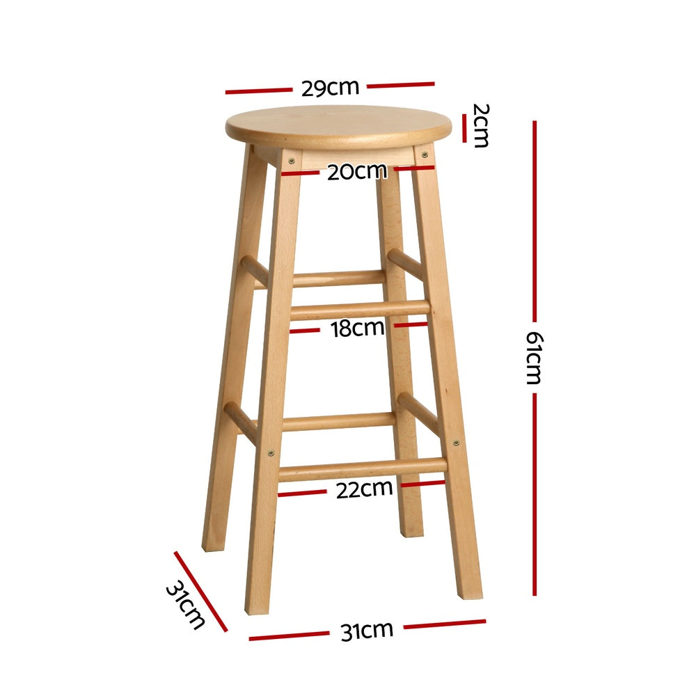 Artiss 4x Bar Stools Round Chairs Wooden Nature Artiss