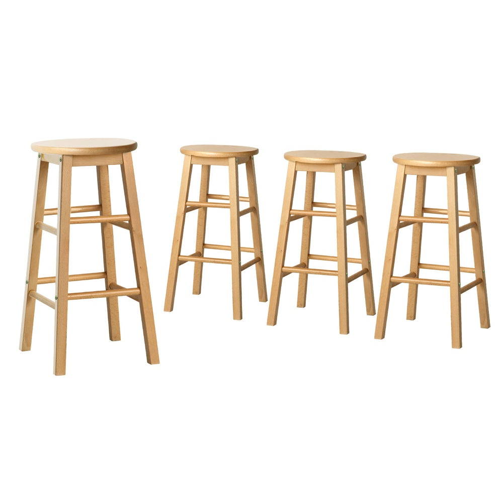 Artiss 4x Bar Stools Round Chairs Wooden Nature Artiss