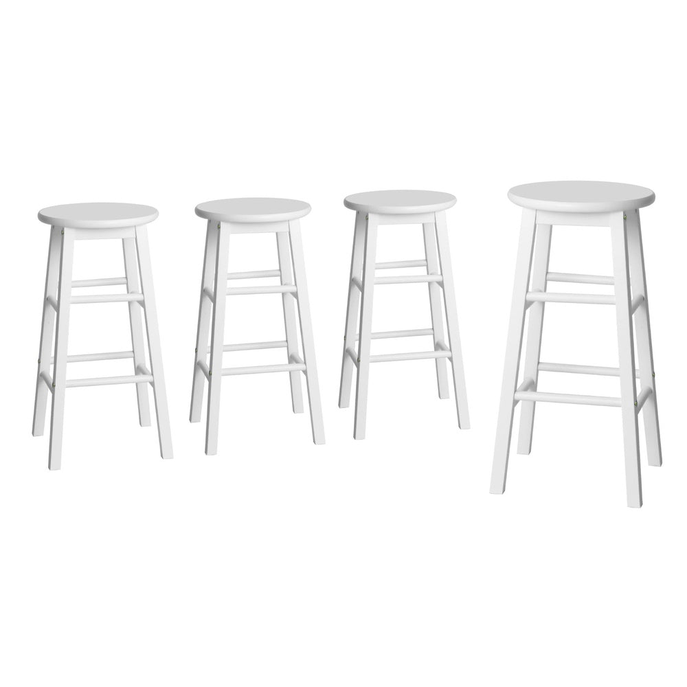 Artiss 4x Bar Stools Round Chairs Wooden White Artiss