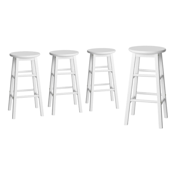 Artiss 4x Bar Stools Round Chairs Wooden White Artiss