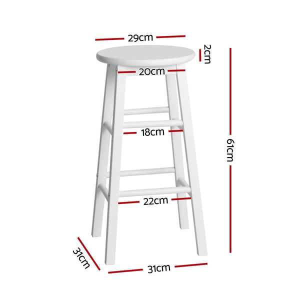 Artiss 4x Bar Stools Round Chairs Wooden White Artiss