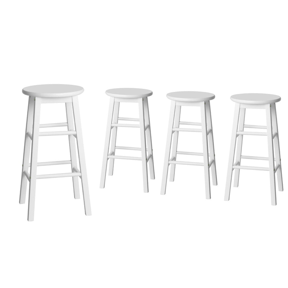 Artiss 4x Bar Stools Round Chairs Wooden White Artiss