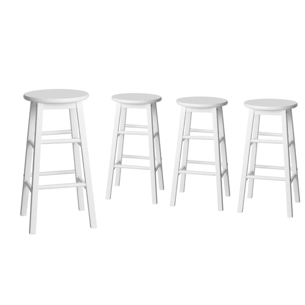 Artiss 4x Bar Stools Round Chairs Wooden White Artiss