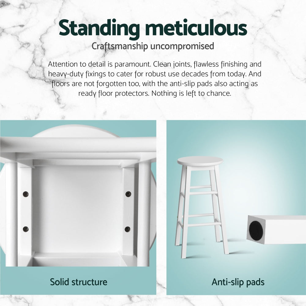 Artiss 4x Bar Stools Round Chairs Wooden White Artiss