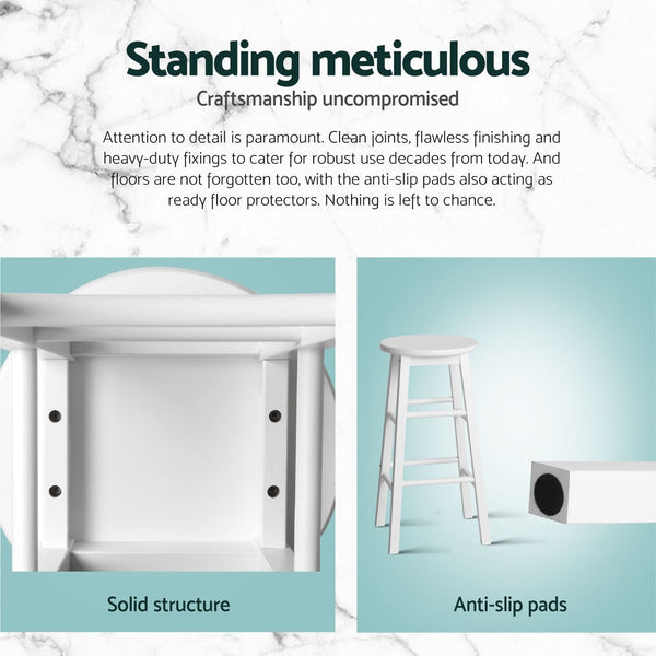 Artiss 4x Bar Stools Round Chairs Wooden White Artiss