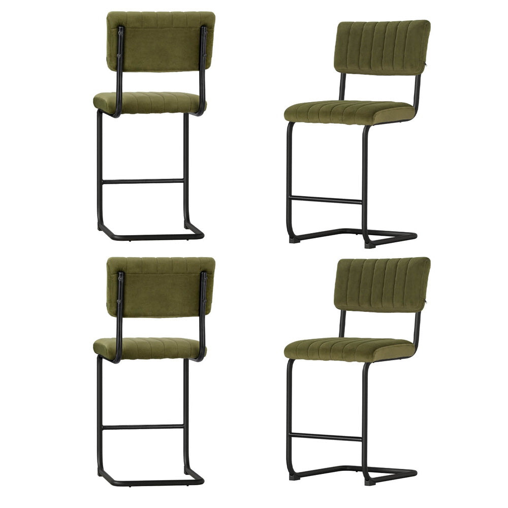 Artiss 4x Bar Stools Velvet Chairs Green Does Not Apply