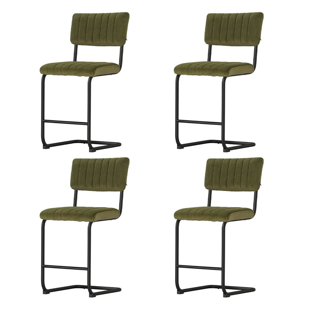 Artiss 4x Bar Stools Velvet Chairs Green Does Not Apply