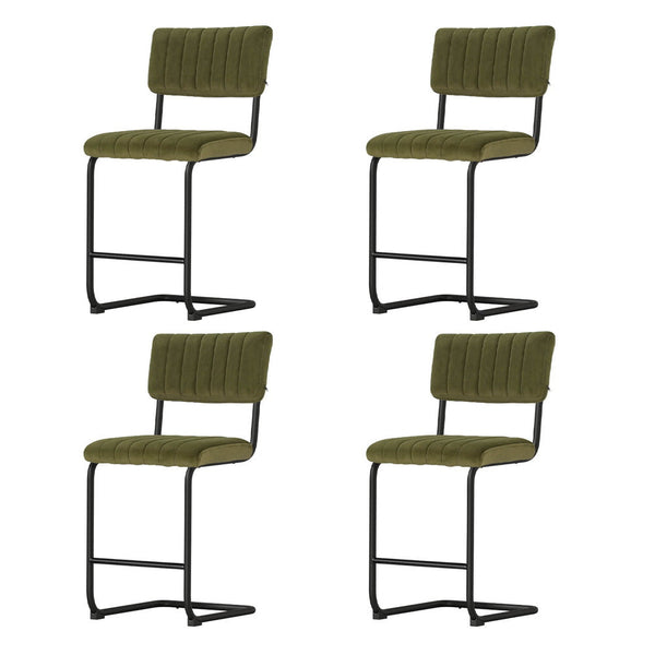 Artiss 4x Bar Stools Velvet Chairs Green Does Not Apply