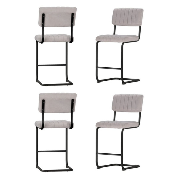 Artiss 4x Bar Stools Velvet Chairs Grey Artiss