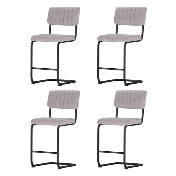 Artiss 4x Bar Stools Velvet Chairs Grey Artiss