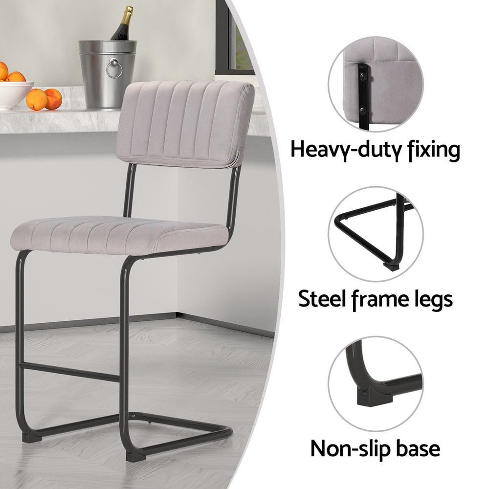 Artiss 4x Bar Stools Velvet Chairs Grey Artiss