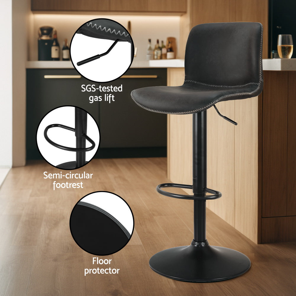 Artiss 4x Bar Stools Kitchen Swivel Gas Lift Chairs Black Artiss
