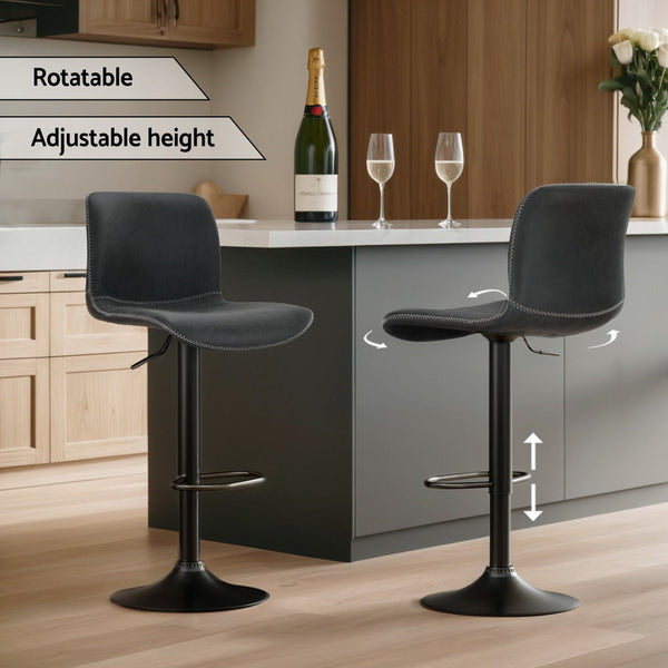 Artiss 4x Bar Stools Kitchen Swivel Gas Lift Chairs Black Artiss