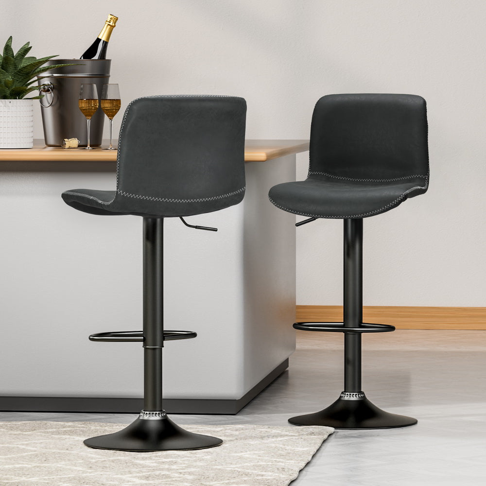 Artiss 4x Bar Stools Kitchen Swivel Gas Lift Chairs Black Artiss