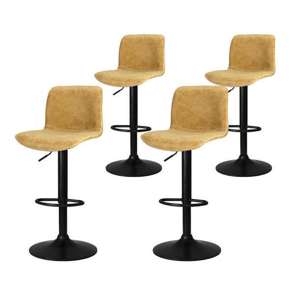 Artiss 4x Bar Stools Kitchen Swivel Gas Lift Chairs Brown Artiss