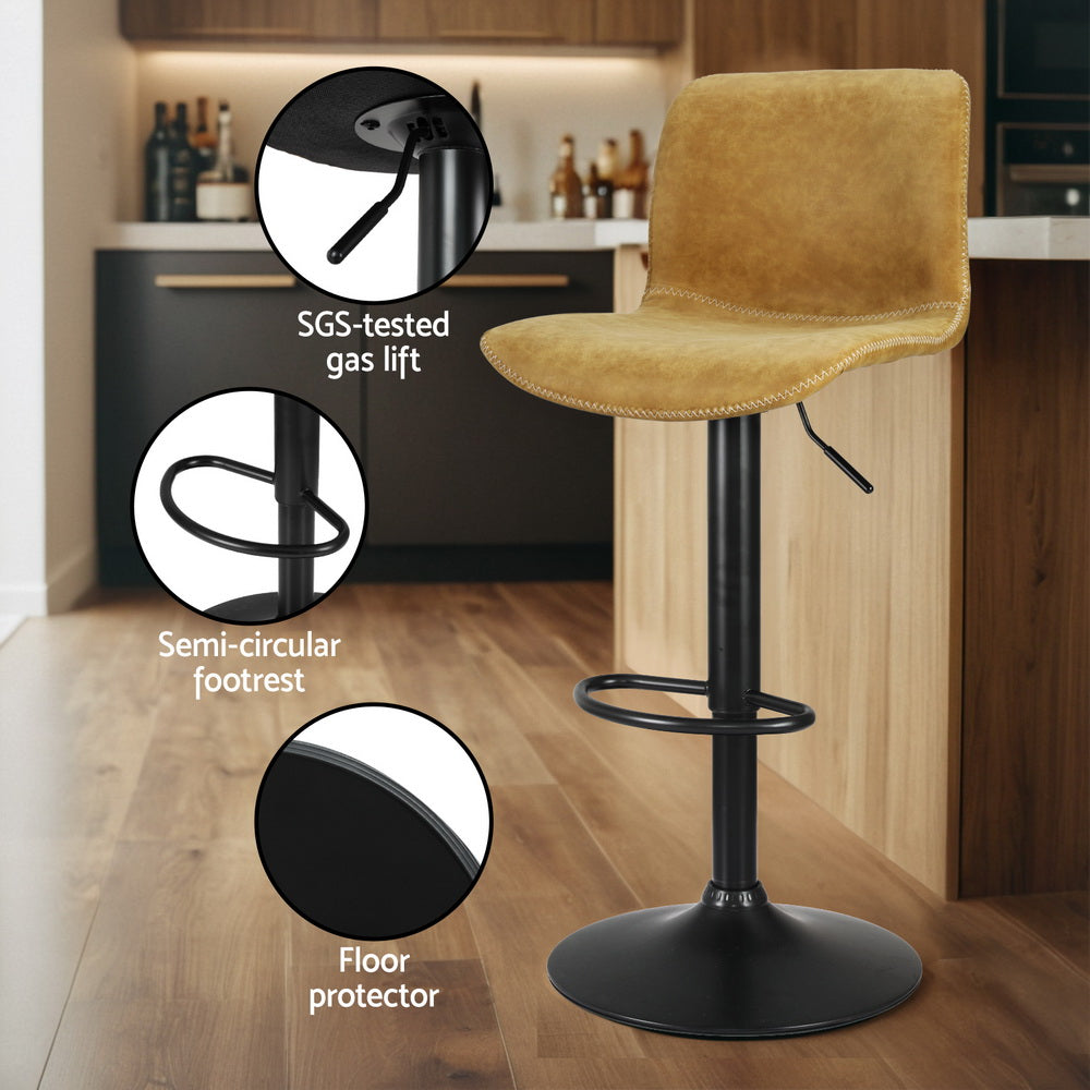 Artiss 4x Bar Stools Kitchen Swivel Gas Lift Chairs Brown Artiss
