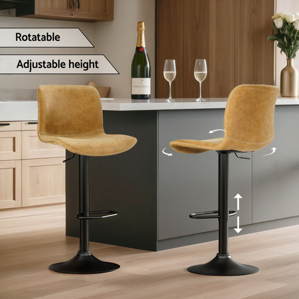Artiss 4x Bar Stools Kitchen Swivel Gas Lift Chairs Brown Artiss